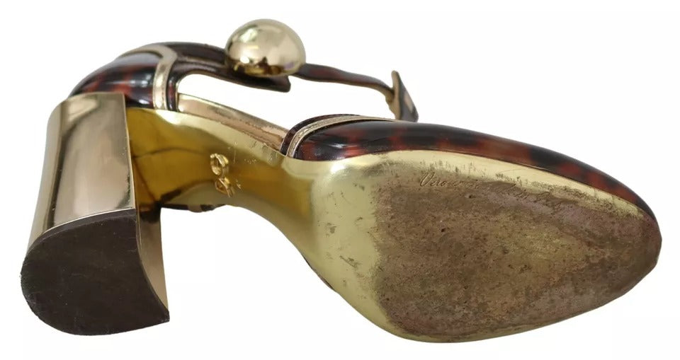 Gold Leopard T-Riemen Pumps Sandalen Schuhe