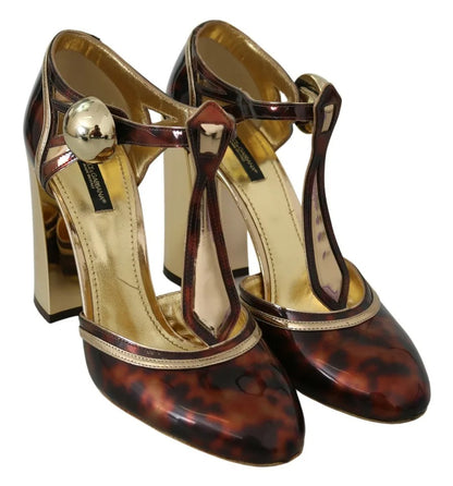 Gold Leopard T-Riemen Pumps Sandalen Schuhe