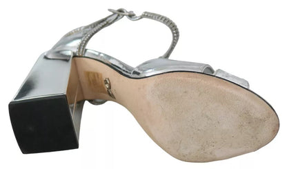 Silber Kristalle T-Riemen Sandalen Lederschuhe