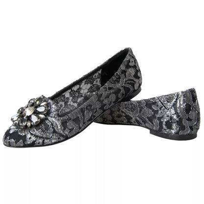 Graue schwarze Spitzen-Ballettschuhe mit Kristallen