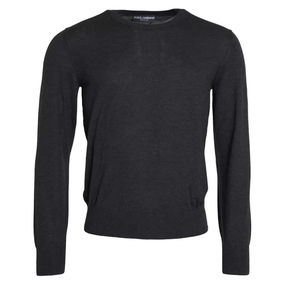Dunkelgrauer Pullover aus Kaschmir mit Rundhalsausschnitt