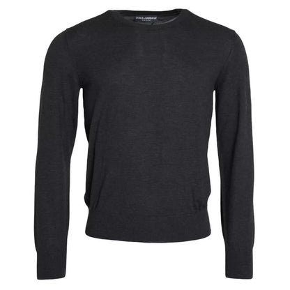 Dunkelgrauer Pullover aus Kaschmir mit Rundhalsausschnitt