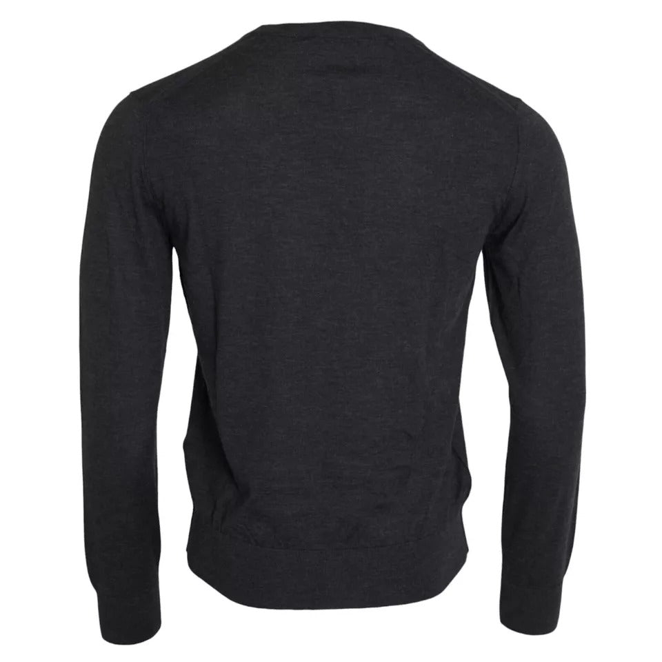 Dunkelgrauer Pullover aus Kaschmir mit Rundhalsausschnitt