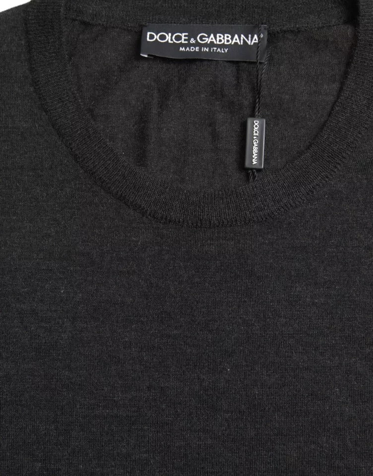 Dunkelgrauer Pullover aus Kaschmir mit Rundhalsausschnitt