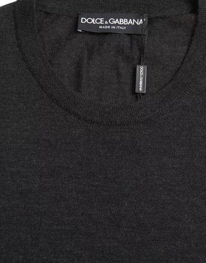 Dunkelgrauer Pullover aus Kaschmir mit Rundhalsausschnitt
