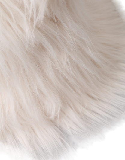 Weißer Damen-Anglerhut aus Acrylfell