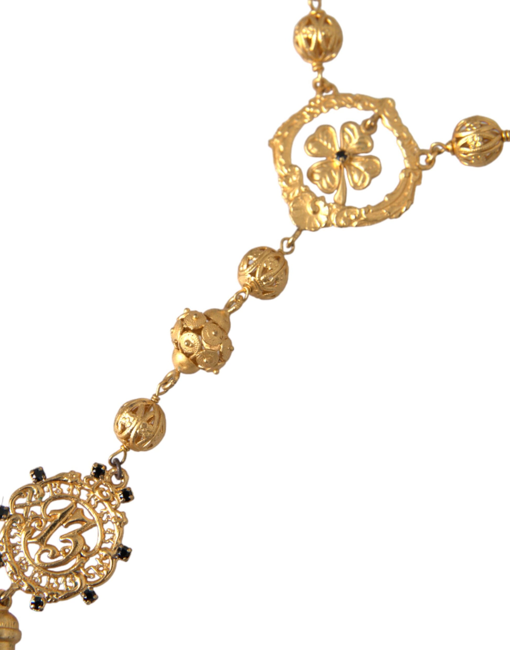 Goldfarbene Kette mit Messingperlen, Statement-Halskette „Sicily“