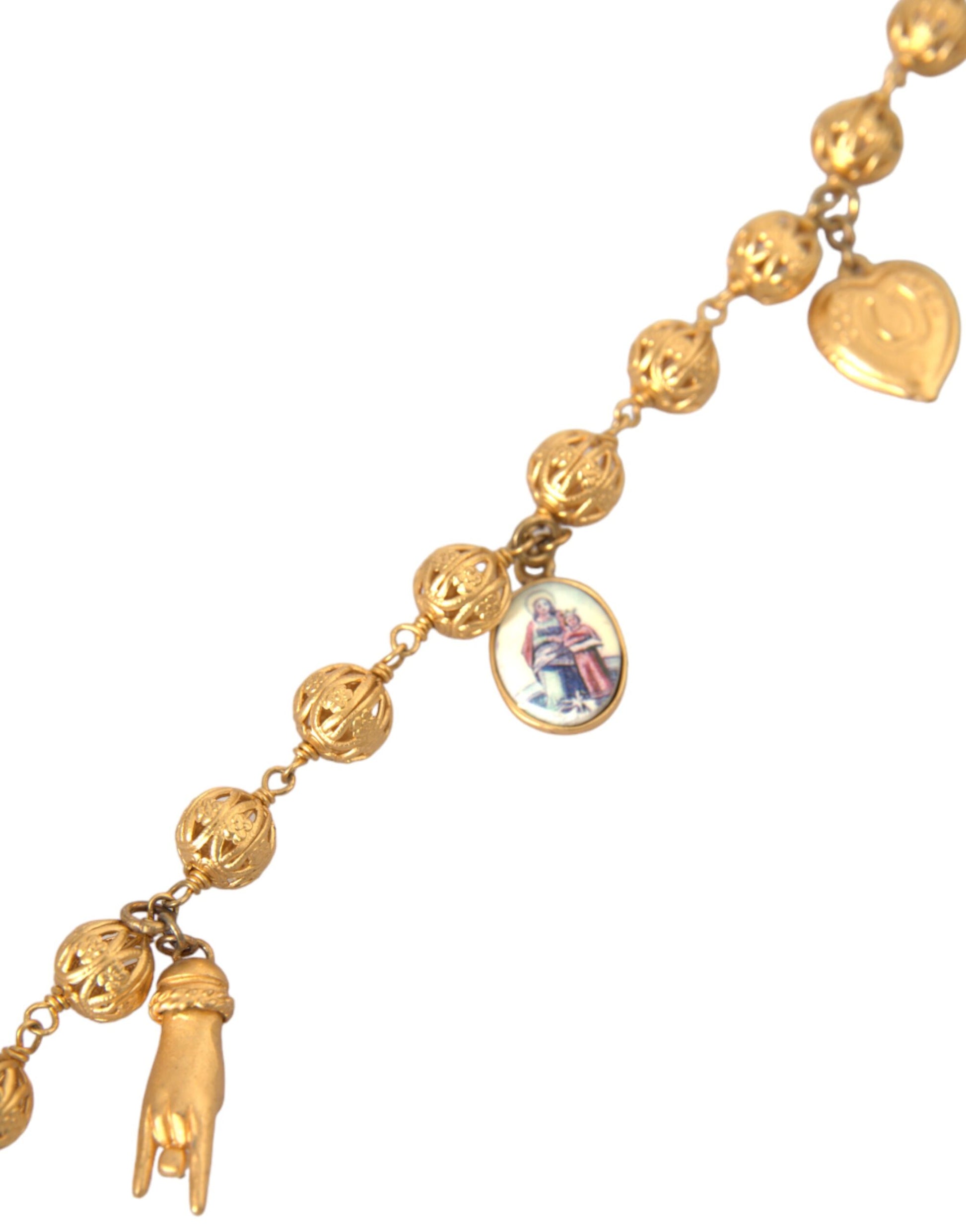 Goldfarbene Kette mit Messingperlen, Statement-Halskette „Sicily“
