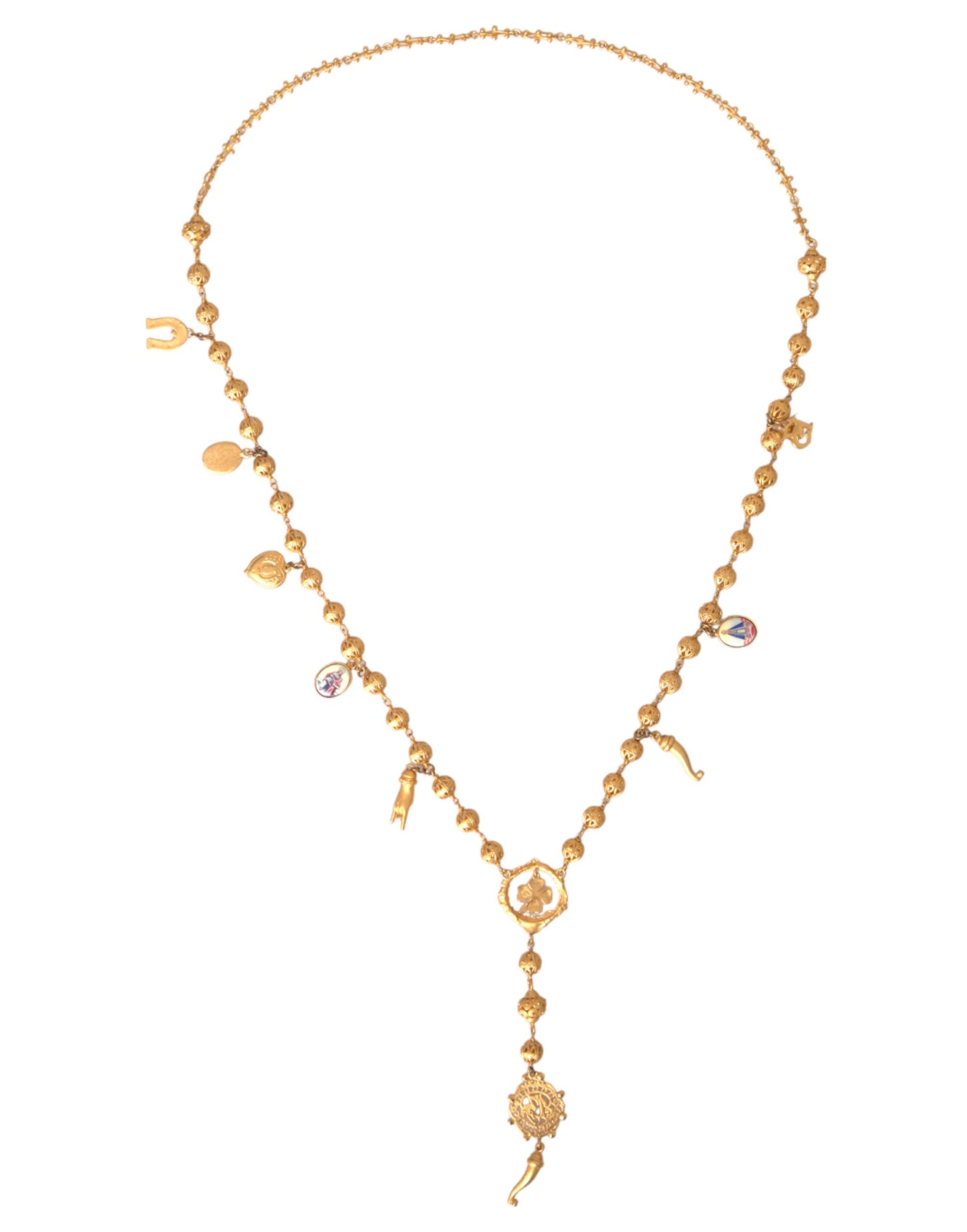 Goldfarbene Kette mit Messingperlen, Statement-Halskette „Sicily“