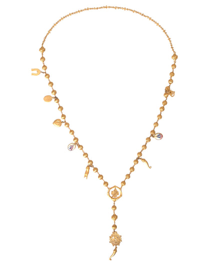Goldfarbene Kette mit Messingperlen, Statement-Halskette „Sicily“