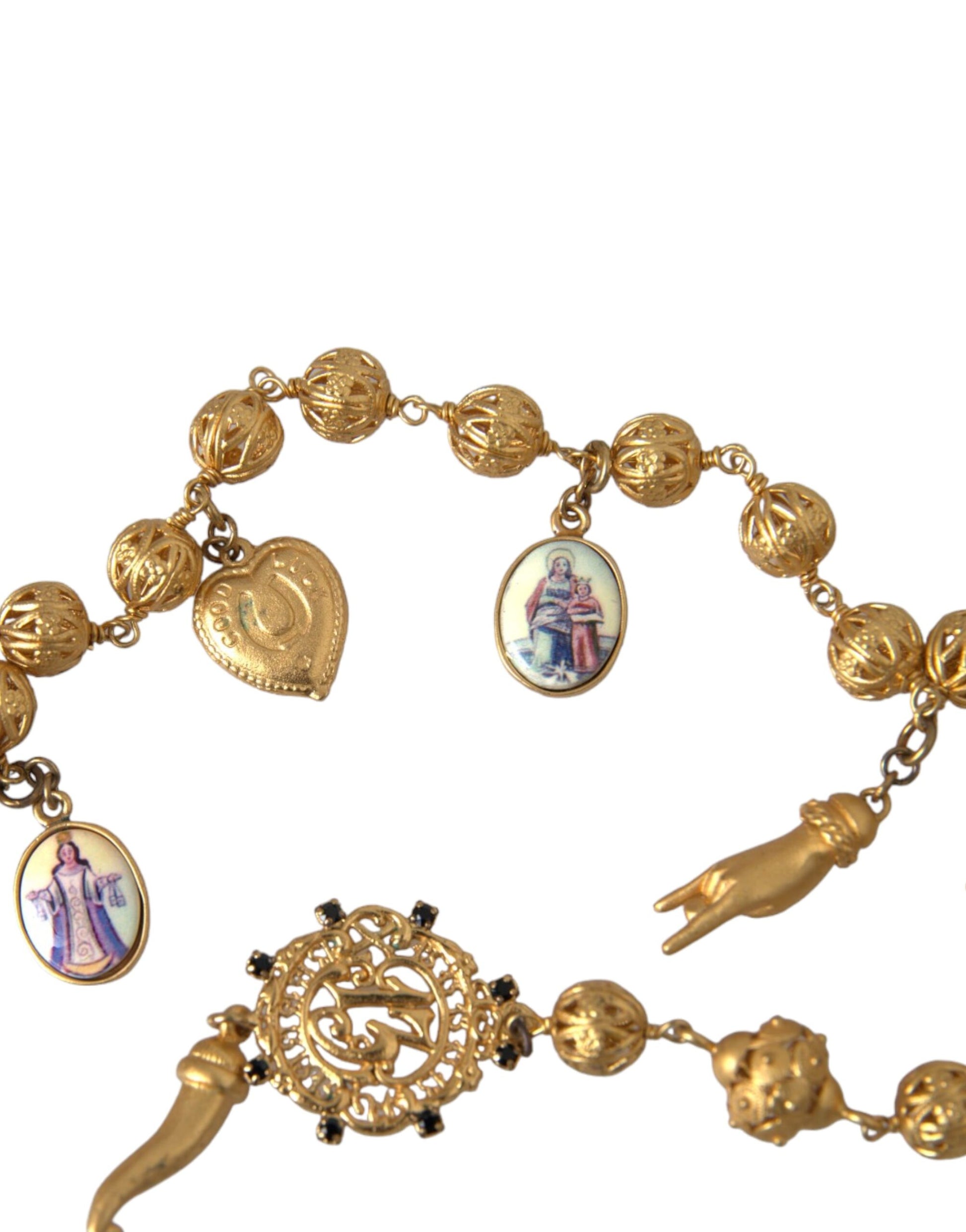 Goldfarbene Kette mit Messingperlen, Statement-Halskette „Sicily“