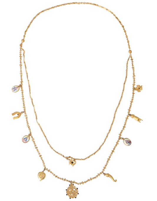 Goldfarbene Kette Messing Charm Statement Sicily Halskette