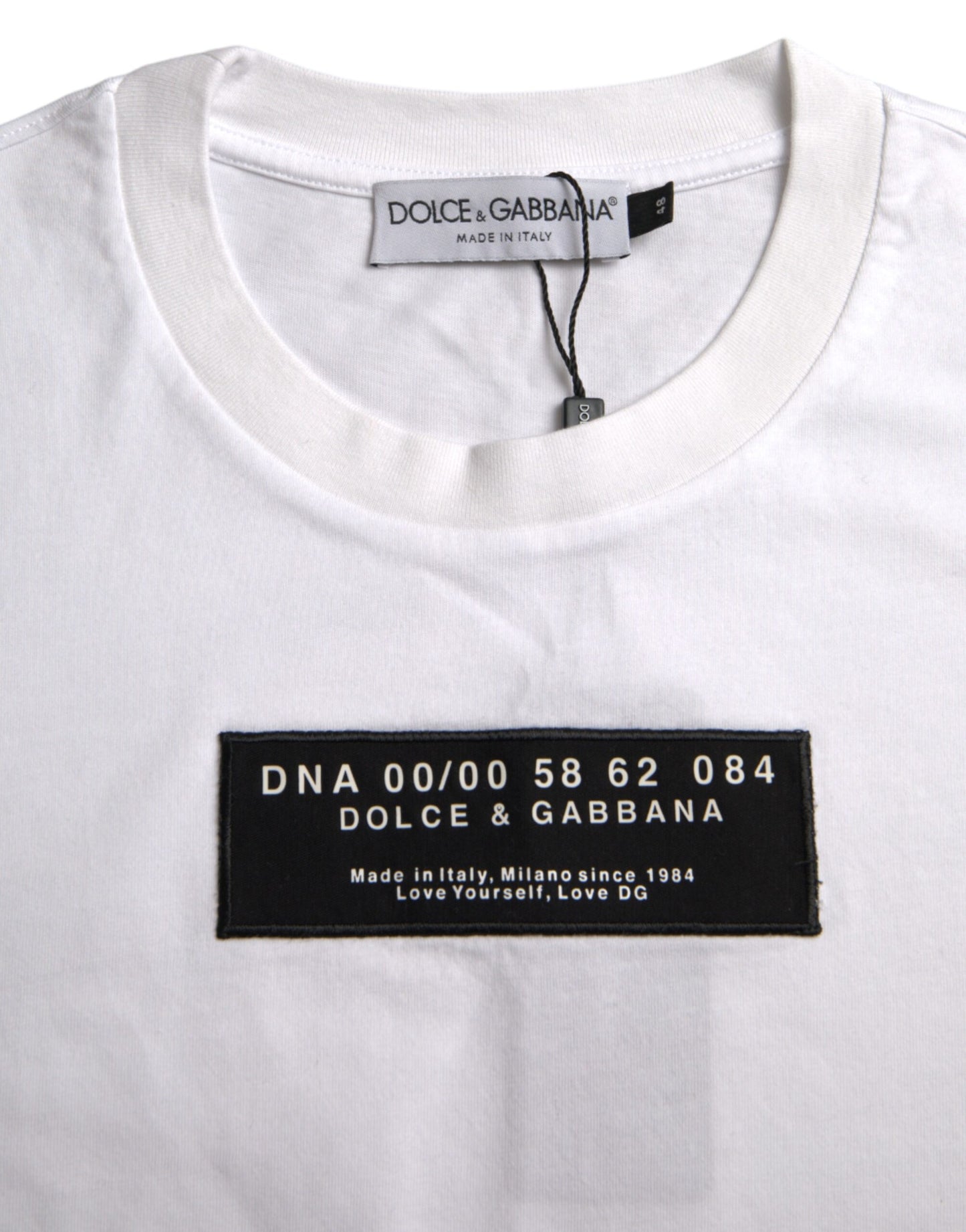 Weißes Baumwoll-DG-Applikations-T-Shirt für Herren