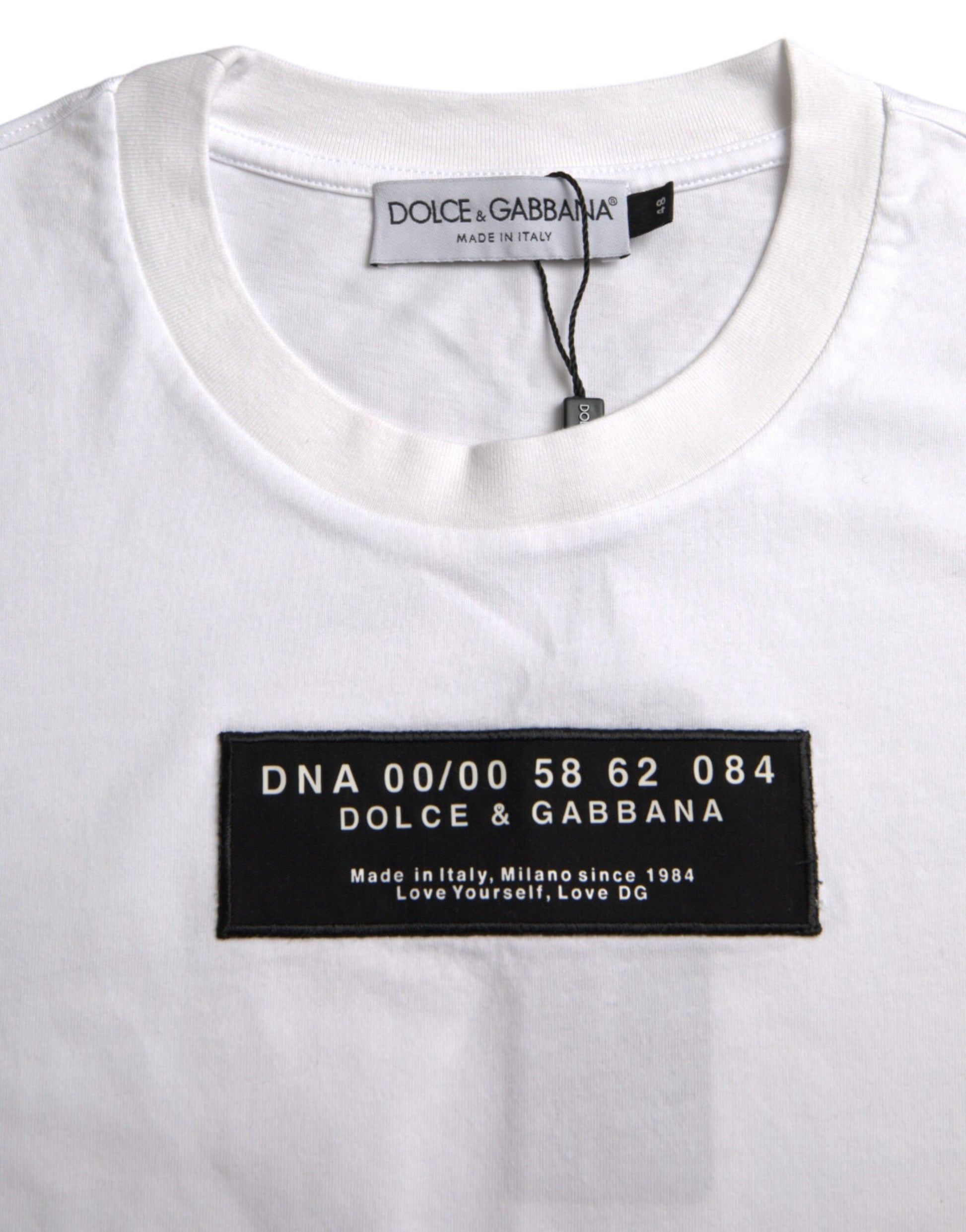 Weißes Baumwoll-DG-Applikations-T-Shirt für Herren
