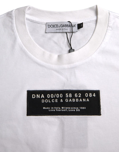 Weißes Baumwoll-DG-Applikations-T-Shirt für Herren