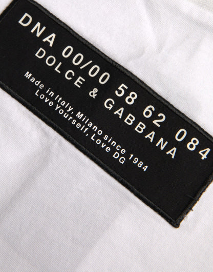Weißes Baumwoll-DG-Applikations-T-Shirt für Herren