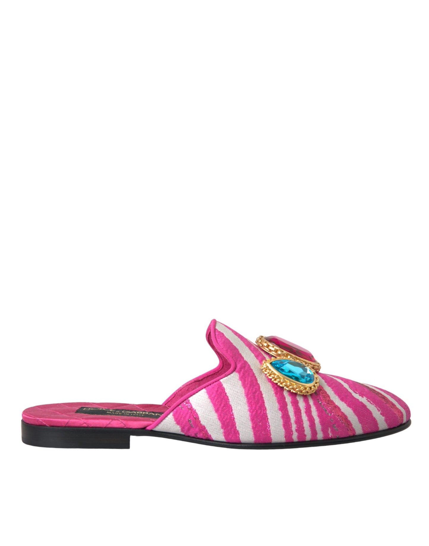 Rosa Jacquard Kristall Pantoletten Flache Sandalen Schuhe