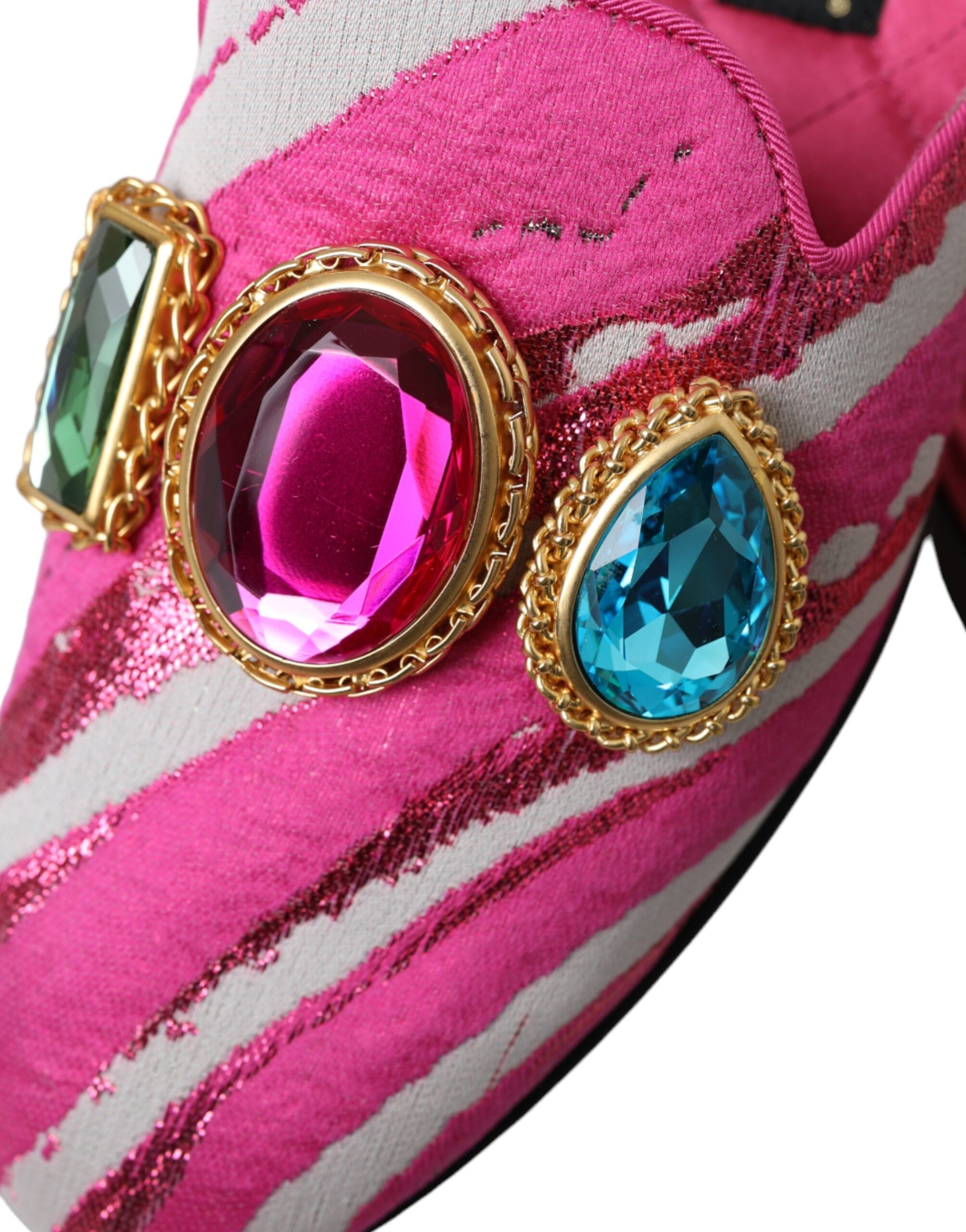 Rosa Jacquard Kristall Pantoletten Flache Sandalen Schuhe