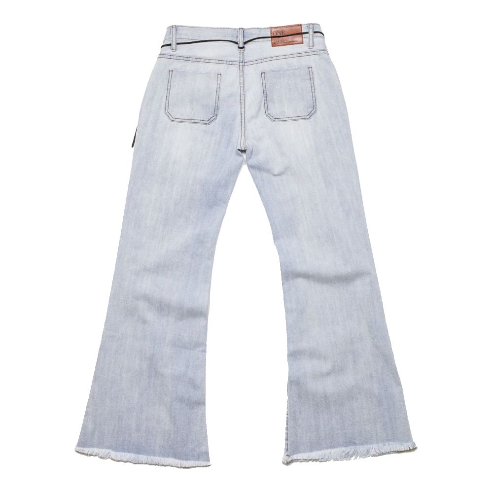Light Blue Cotton Women's Flared Jeans