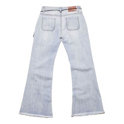 Light Blue Cotton Women's Flared Jeans