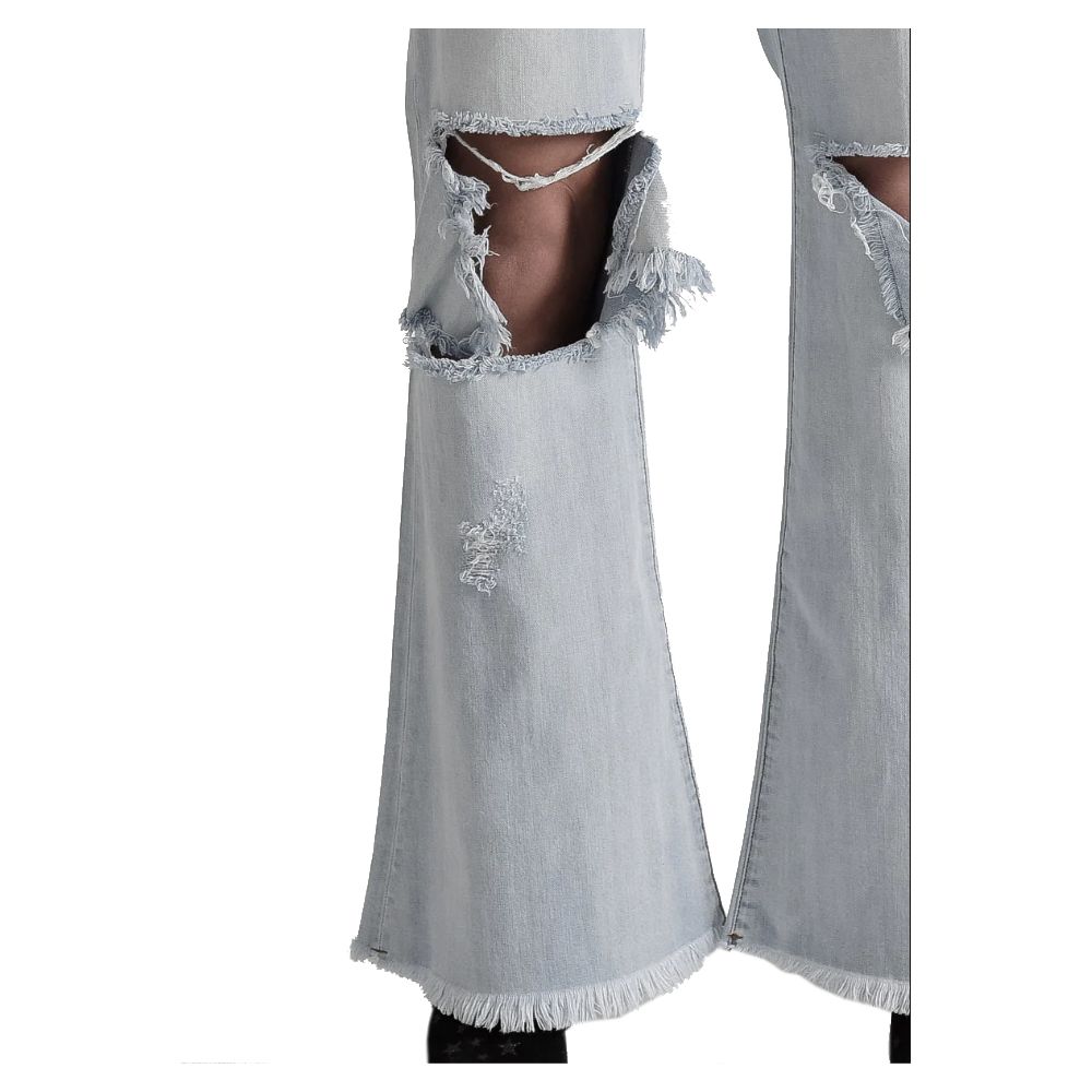 Light Blue Cotton Women's Flared Jeans