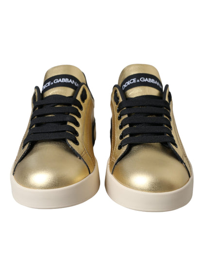 Goldfarbene Portofino Sneakers aus Kalbsleder Damenschuhe