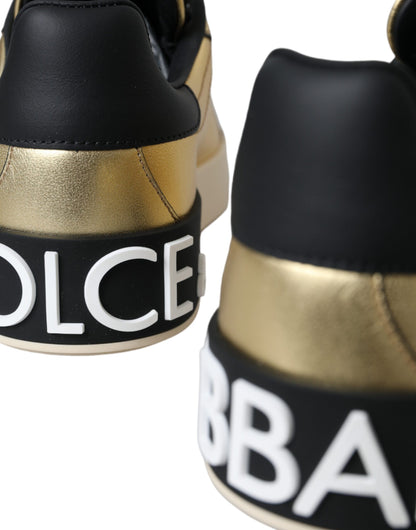 Goldfarbene Portofino Sneakers aus Kalbsleder Damenschuhe