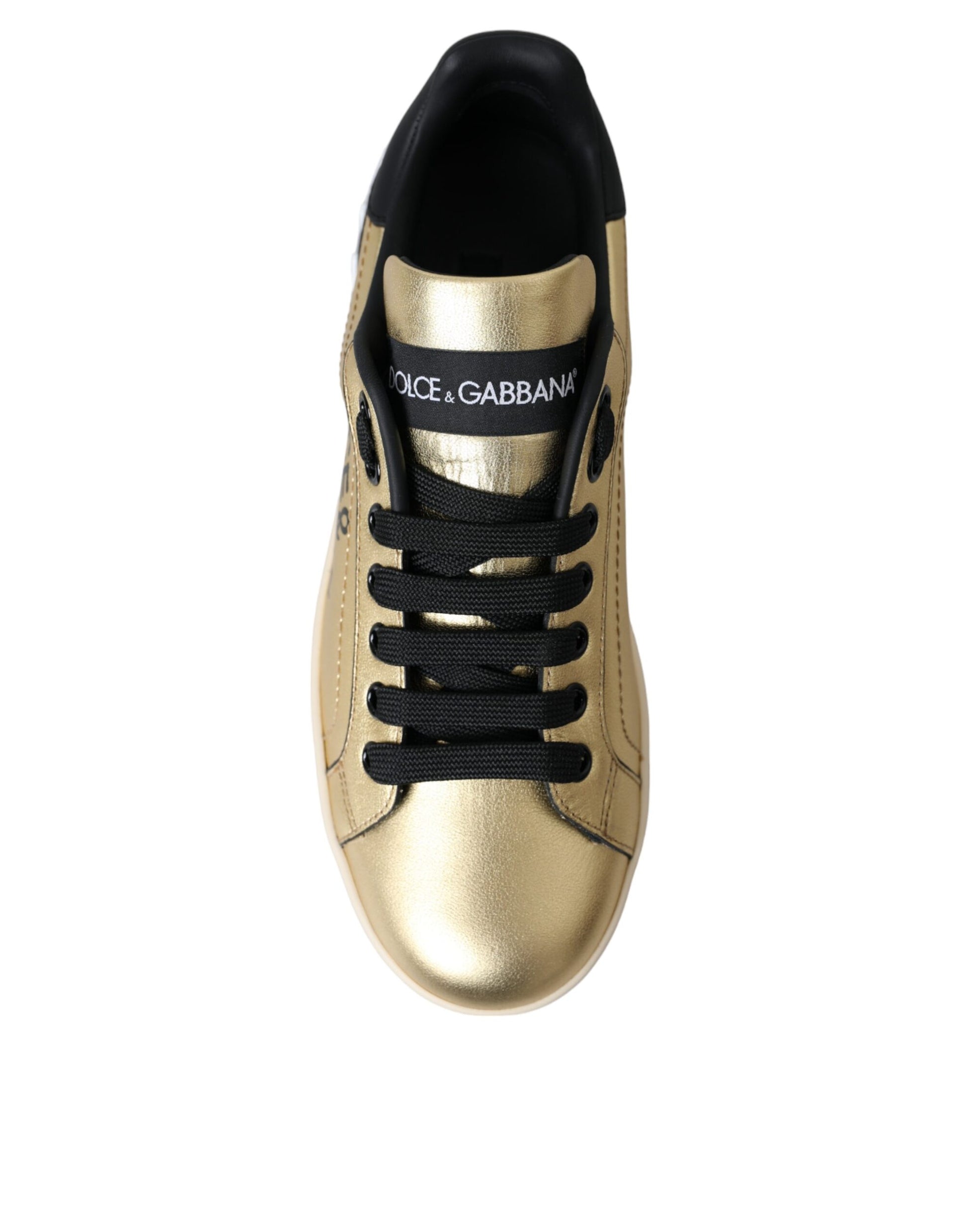 Goldfarbene Portofino Sneakers aus Kalbsleder Damenschuhe