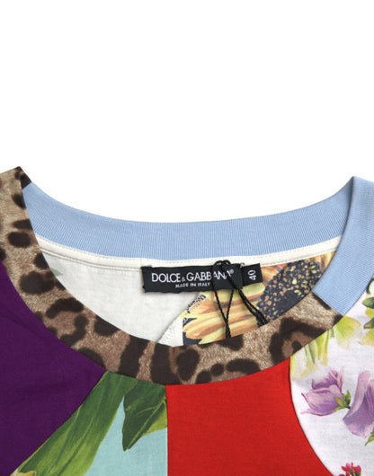 Mehrfarbiges Patchwork-Blusenoberteil aus Baumwolle und Seide