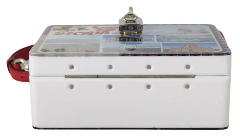 Quadratische Handtasche „Sicilia“ aus Plexiglas in Weiß