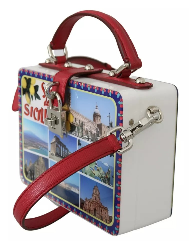 Quadratische Handtasche „Sicilia“ aus Plexiglas in Weiß