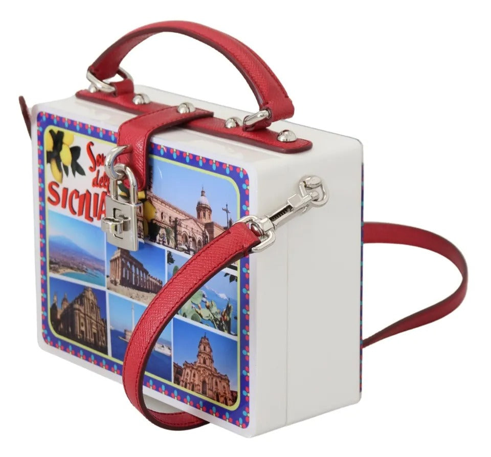 Quadratische Handtasche „Sicilia“ aus Plexiglas in Weiß