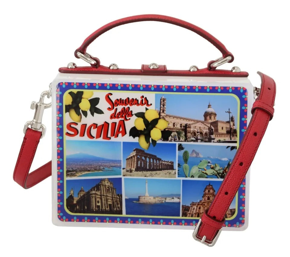 Quadratische Handtasche „Sicilia“ aus Plexiglas in Weiß