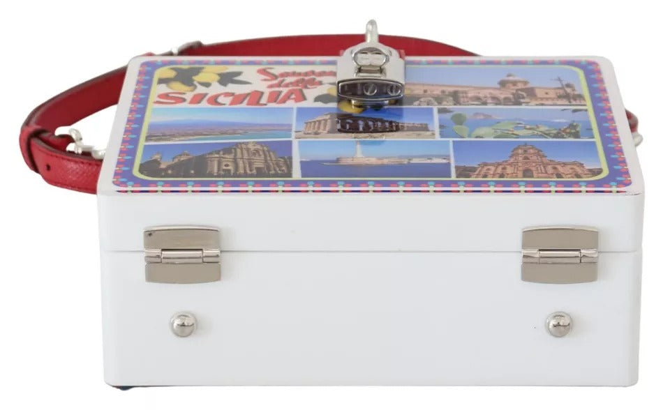 Quadratische Handtasche „Sicilia“ aus Plexiglas in Weiß