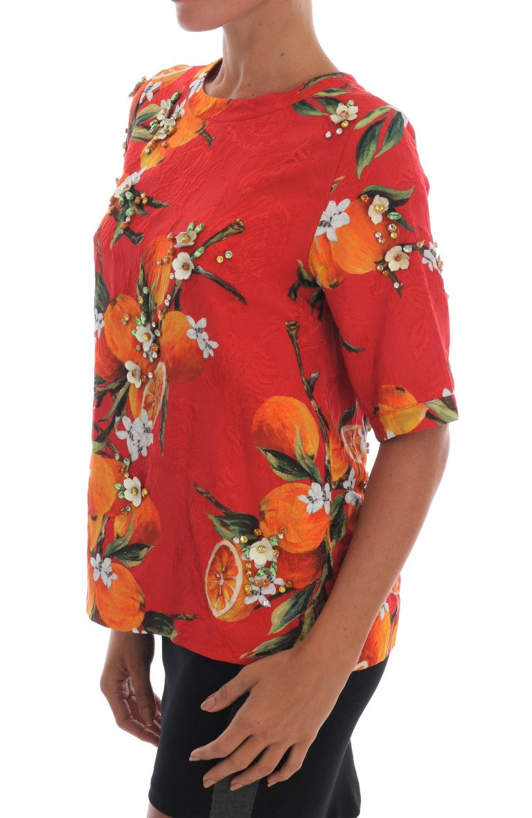 Verzierte Crêpe-Bluse mit Blüten-Print