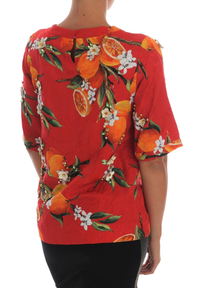 Verzierte Crêpe-Bluse mit Blüten-Print
