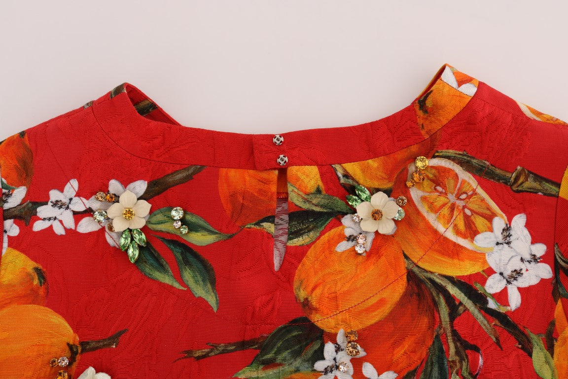Verzierte Crêpe-Bluse mit Blüten-Print