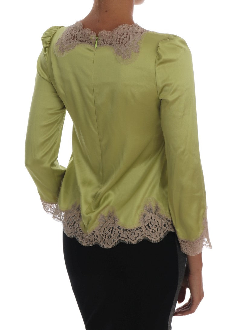 Elegante Seidenbluse mit floraler Spitze