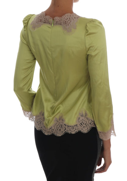 Elegante Seidenbluse mit floraler Spitze