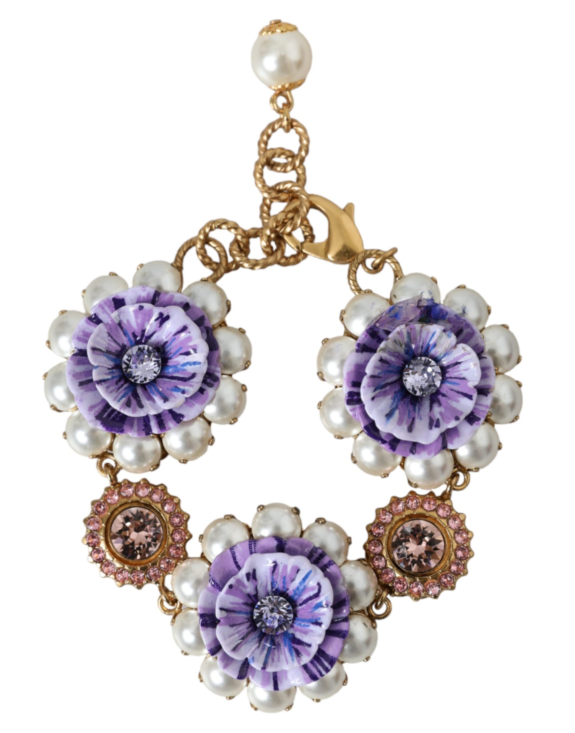 Goldfarbenes FIORI BLOOMING Armband mit floralen Barockkristallen