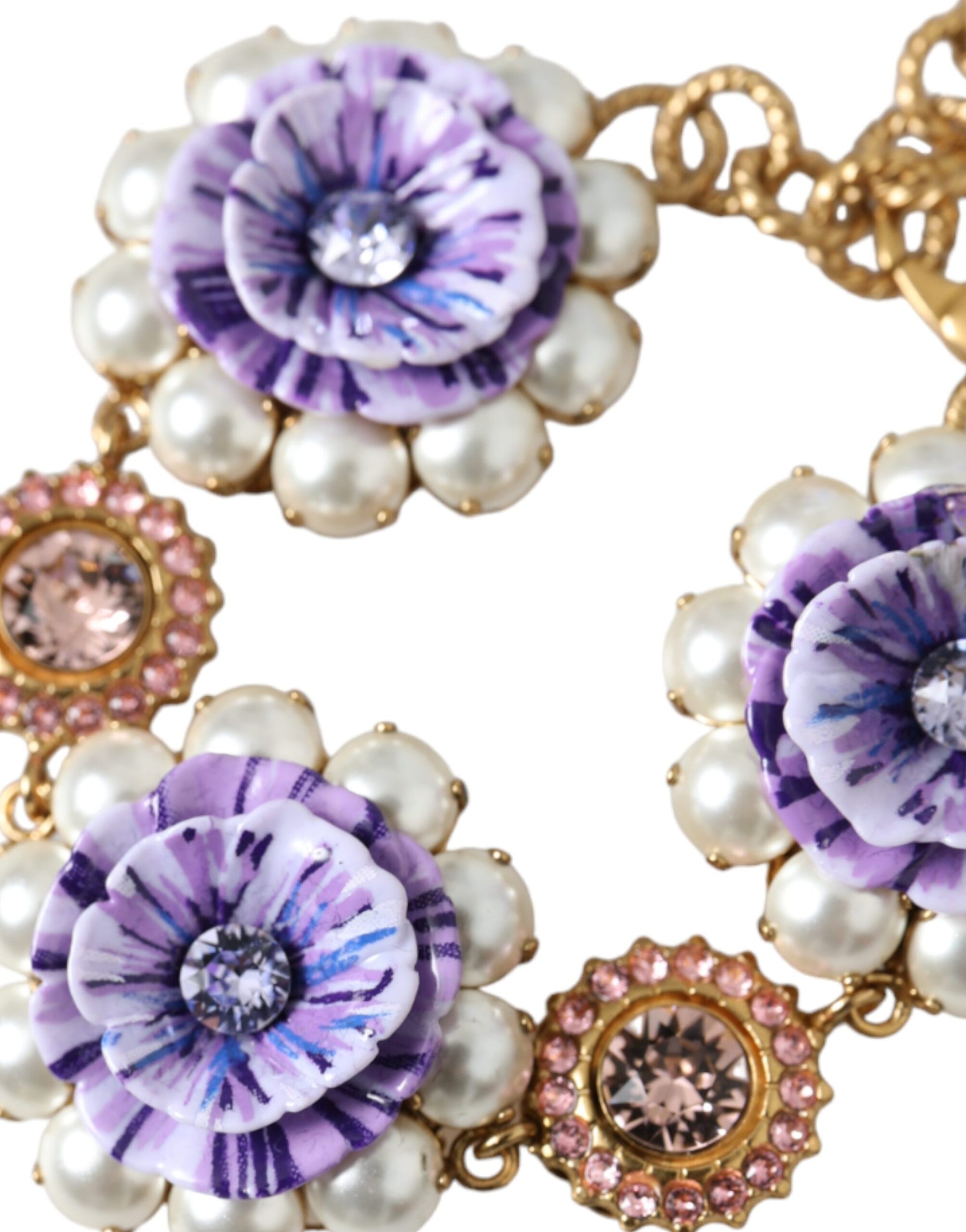 Goldfarbenes FIORI BLOOMING Armband mit floralen Barockkristallen