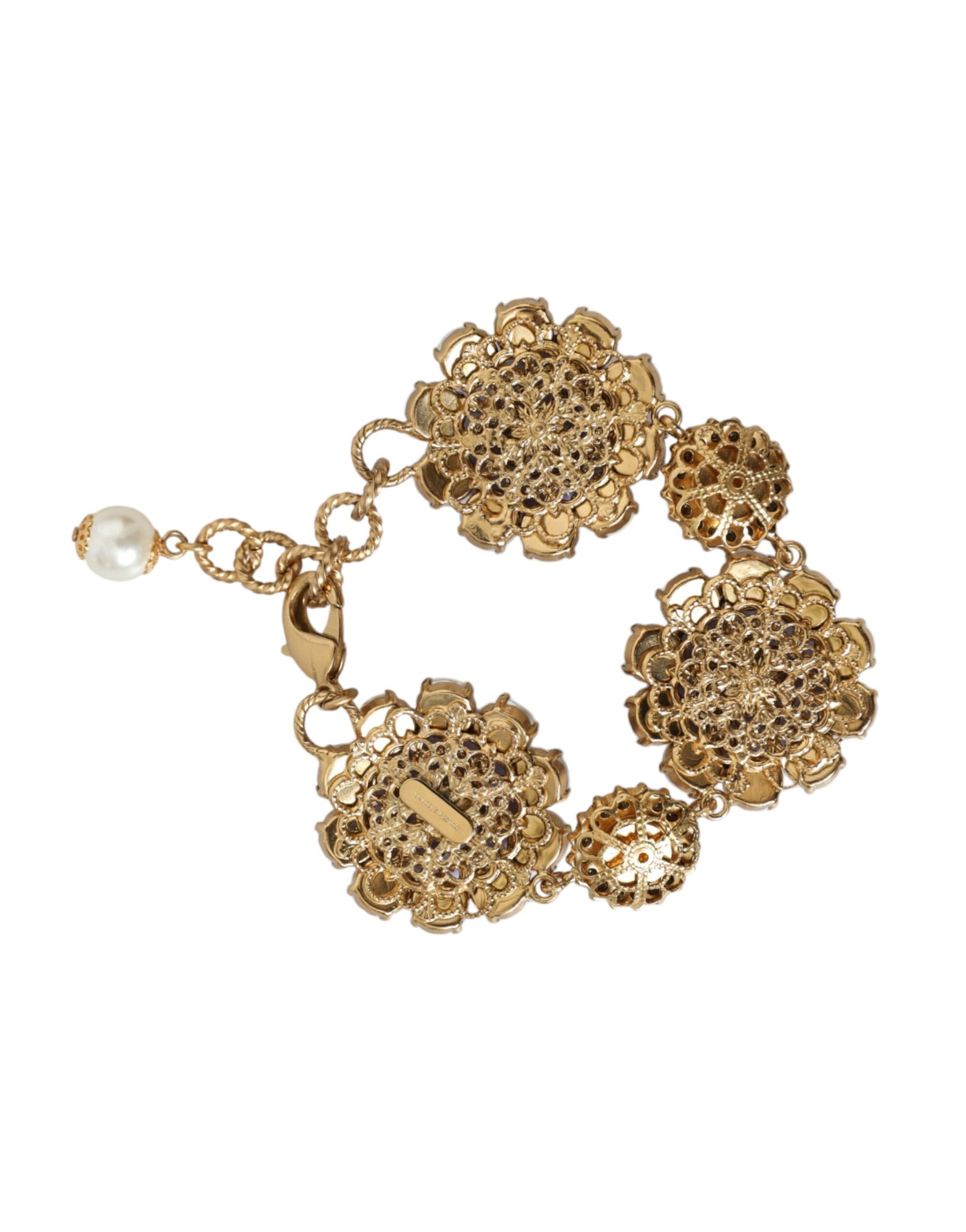 Goldfarbenes FIORI BLOOMING Armband mit floralen Barockkristallen