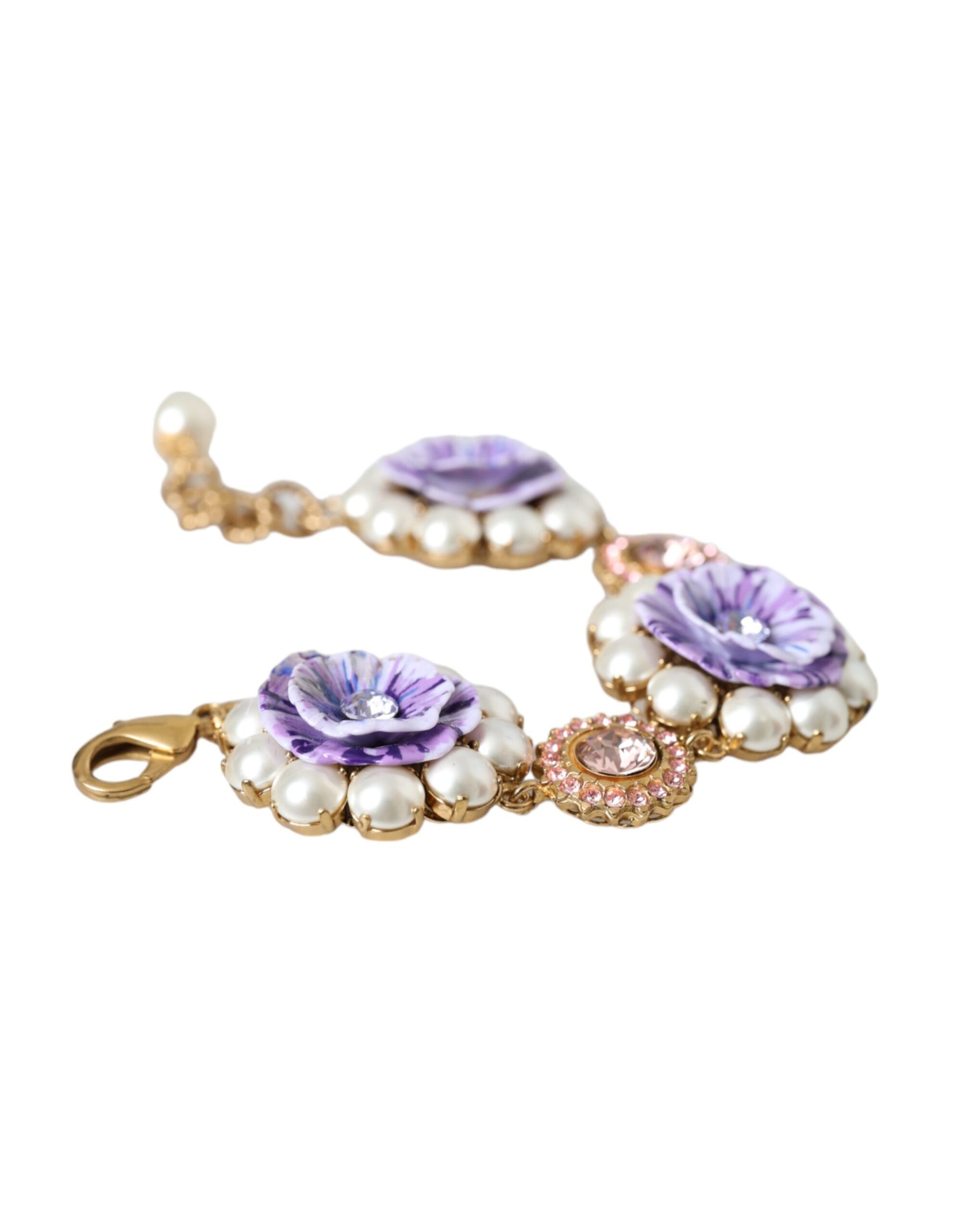 Goldfarbenes FIORI BLOOMING Armband mit floralen Barockkristallen