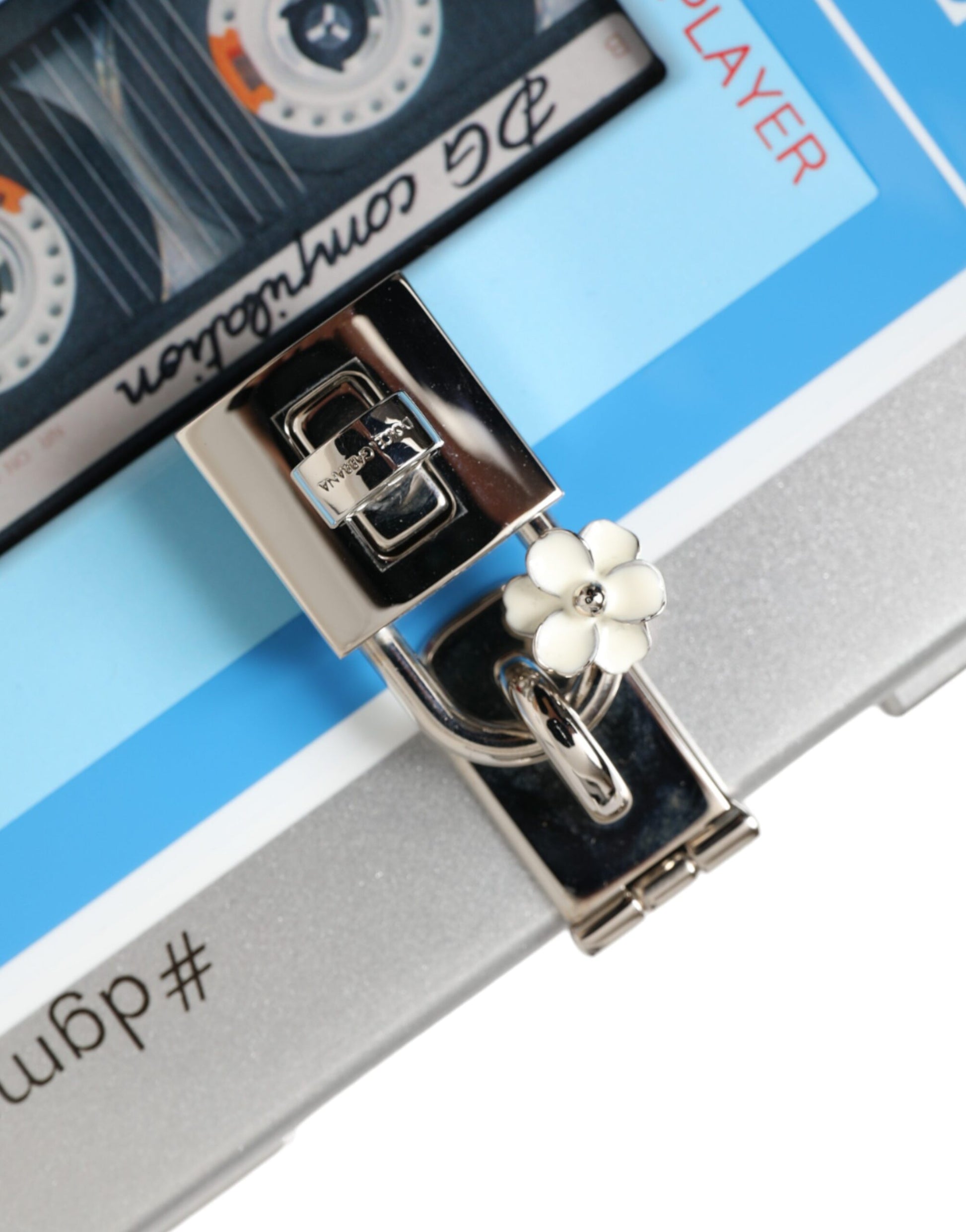 Mehrfarbige Walkman-Clutch aus Holz und Leder mit Umhängetasche