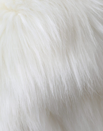 Weißer Damen-Anglerhut aus Acrylfell