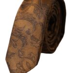 Verstellbare Krawatte aus 100 % Seide mit Blumenmuster in Braun