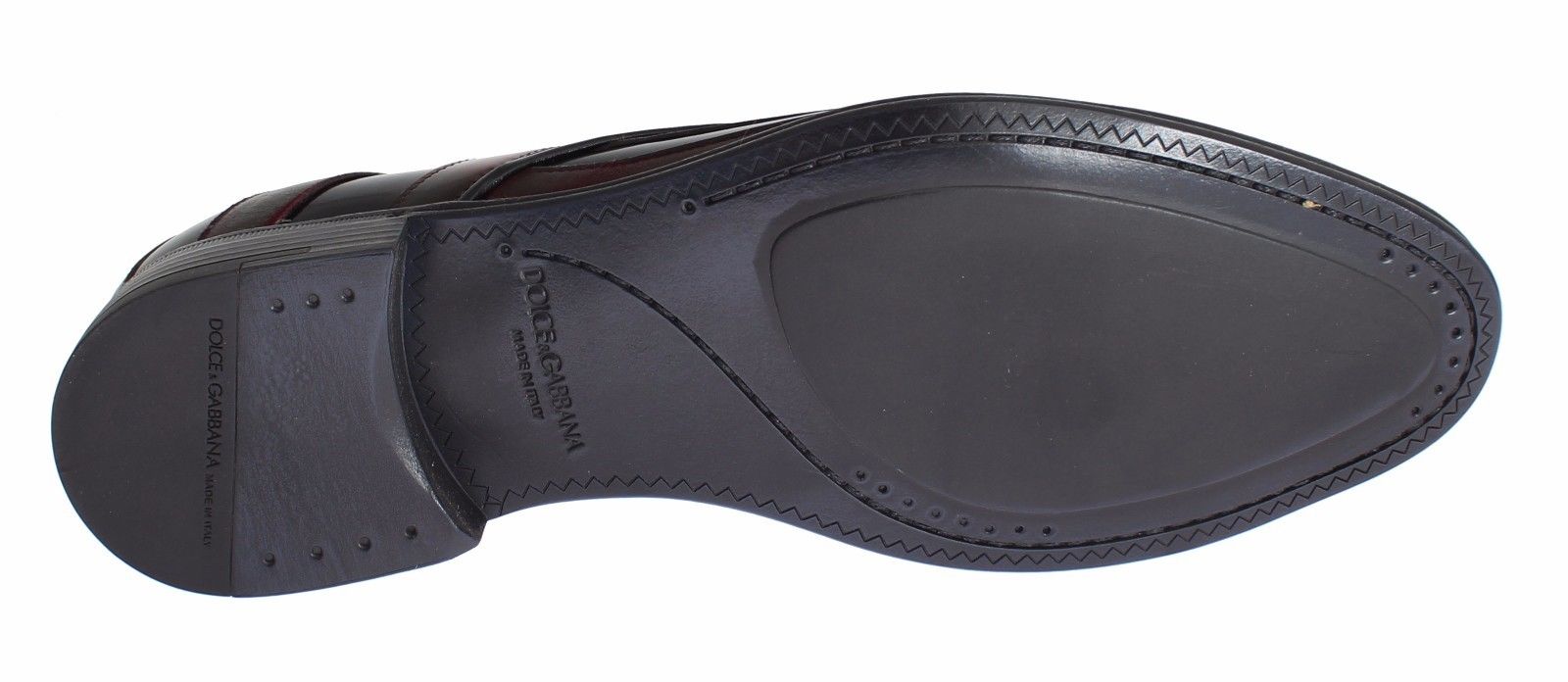 Elegante schwarze, bordeauxfarbene Lederschuhe mit Streifen