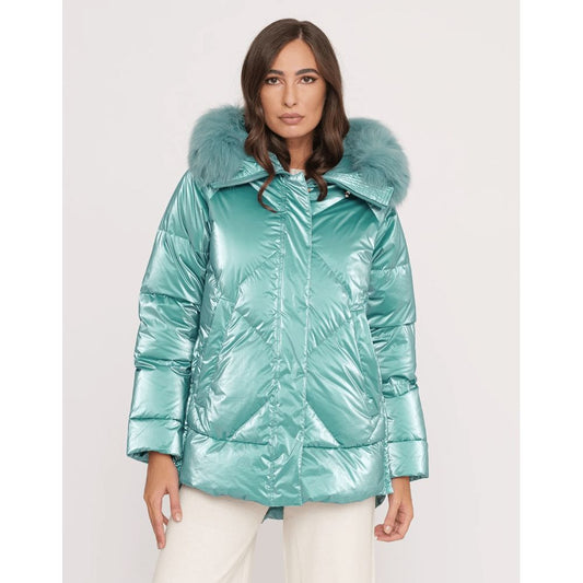 Light Blue Polyester Women Jacket