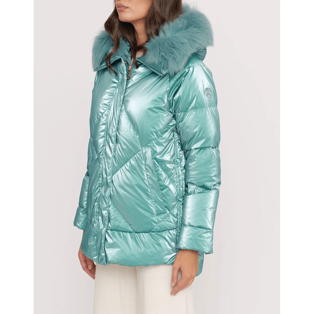 Light Blue Polyester Women Jacket