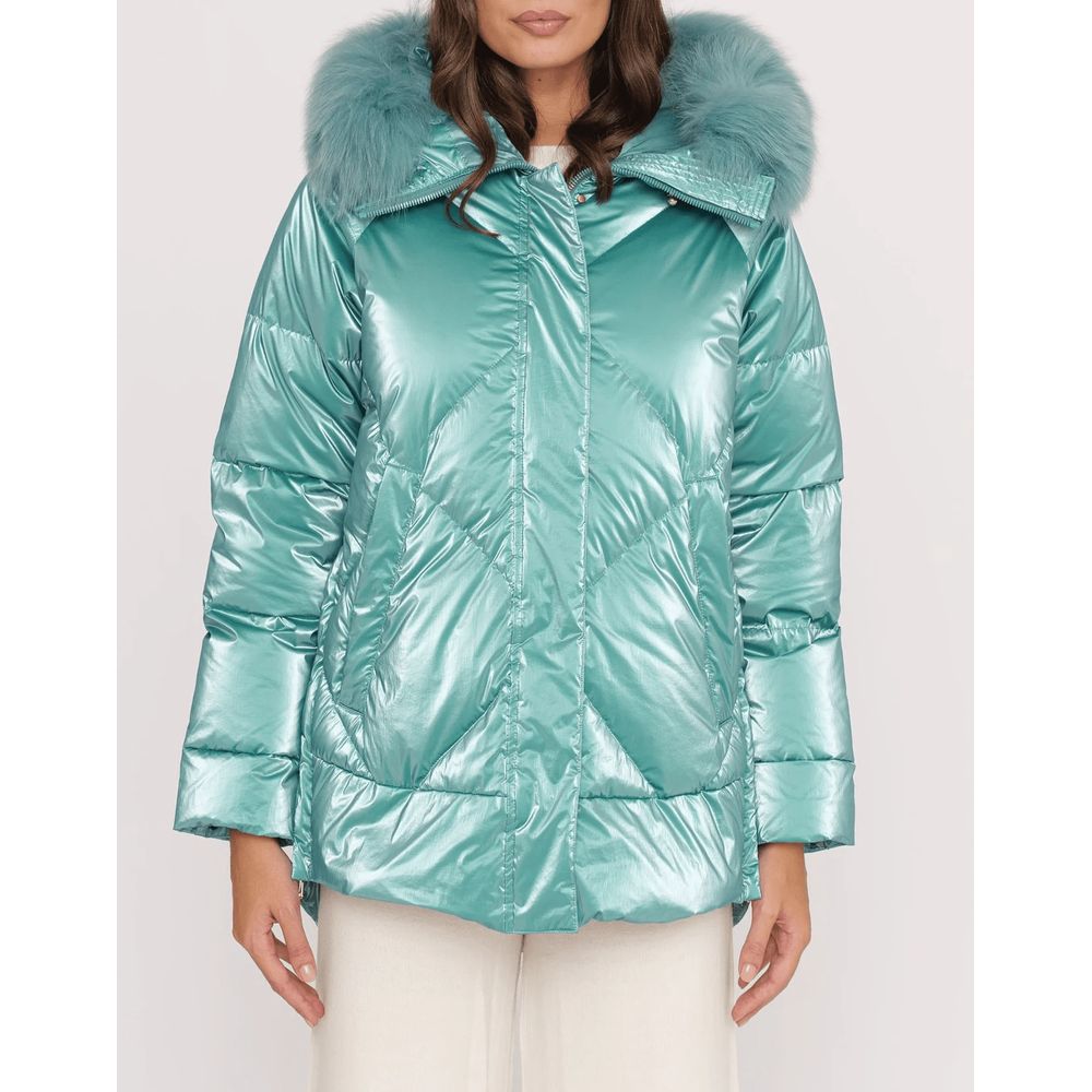 Light Blue Polyester Women Jacket